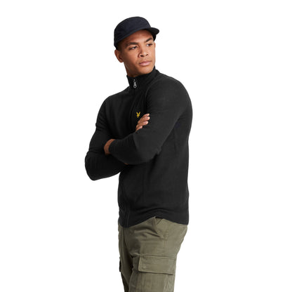 Jet Black Marl - Front - Lyle & Scott Mens Lambswool Full Zip Cardigan