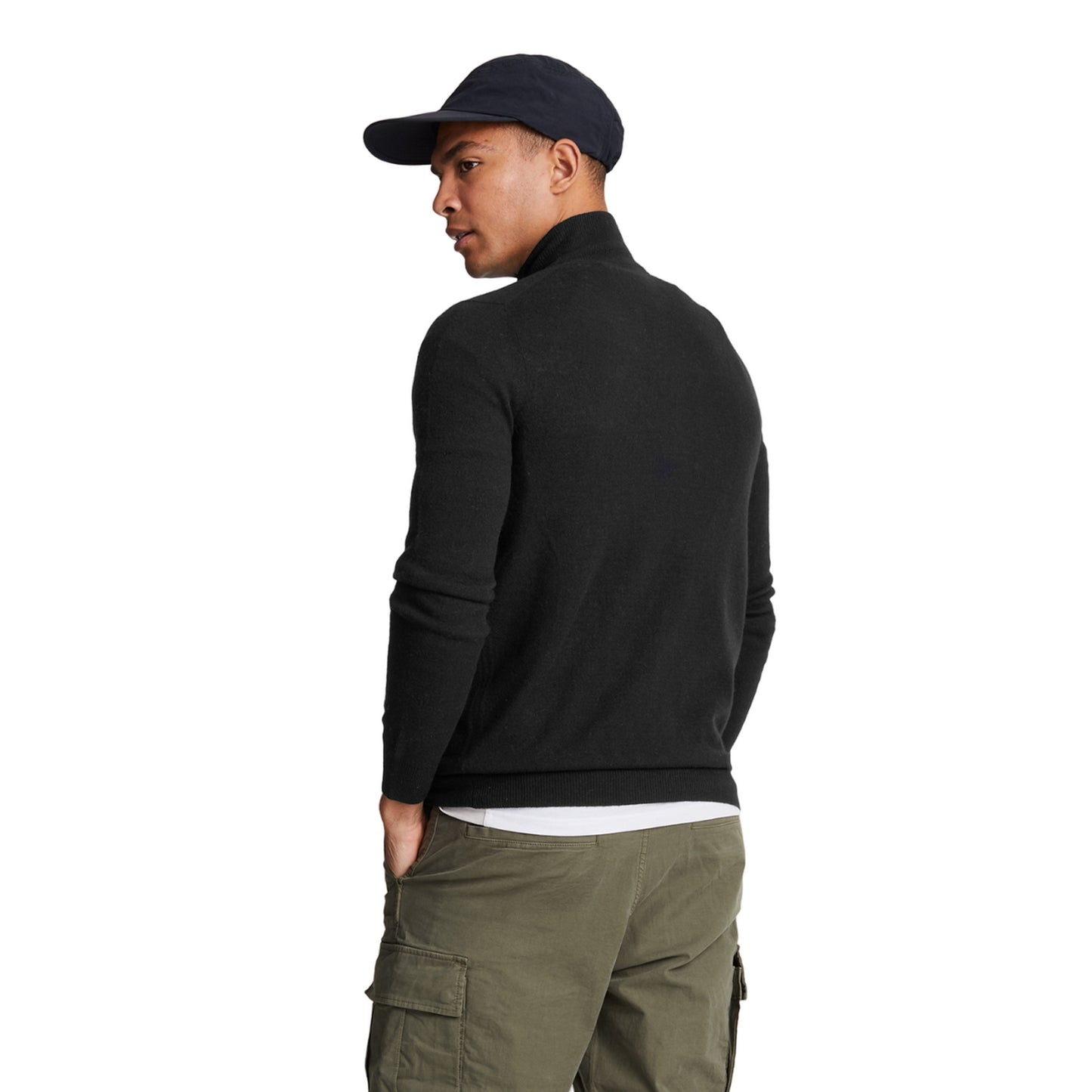 Jet Black Marl - Back - Lyle & Scott Mens Lambswool Full Zip Cardigan