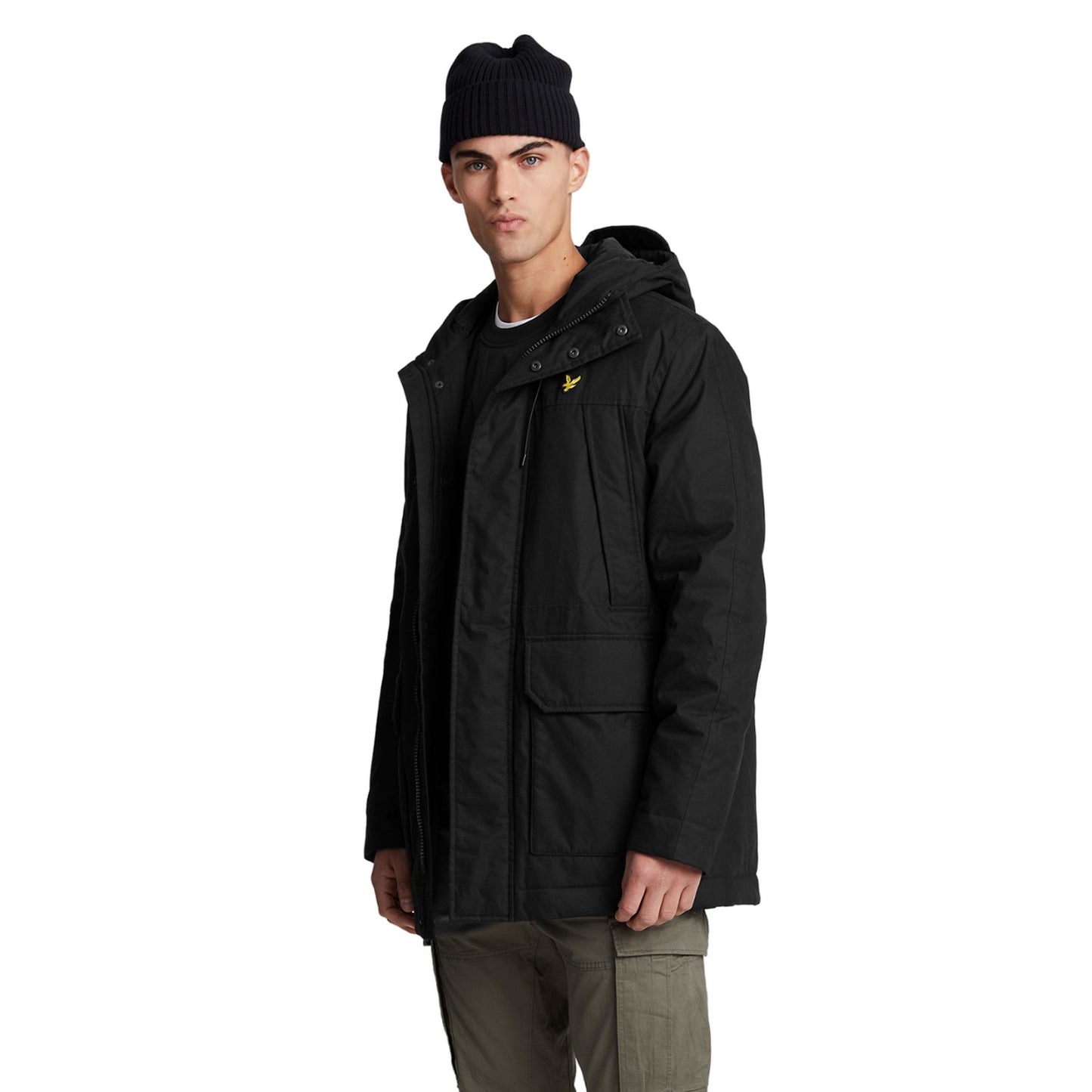 Jet Black - Back - Lyle & Scott Mens 2.0 Microfleece Parka