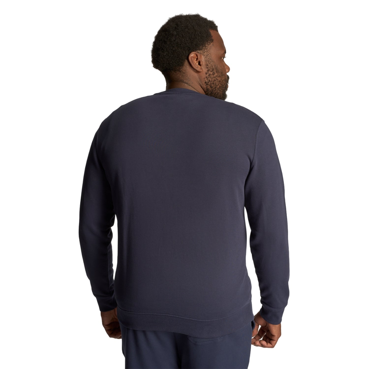 Navy - Side - Lyle & Scott Mens Crew Neck Plus Sweatshirt