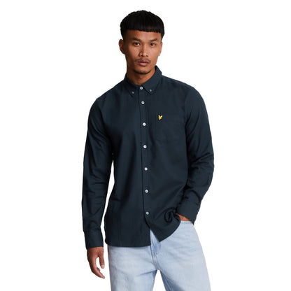 Dark Navy - Front - Lyle & Scott Mens Plain Flannel Shirt