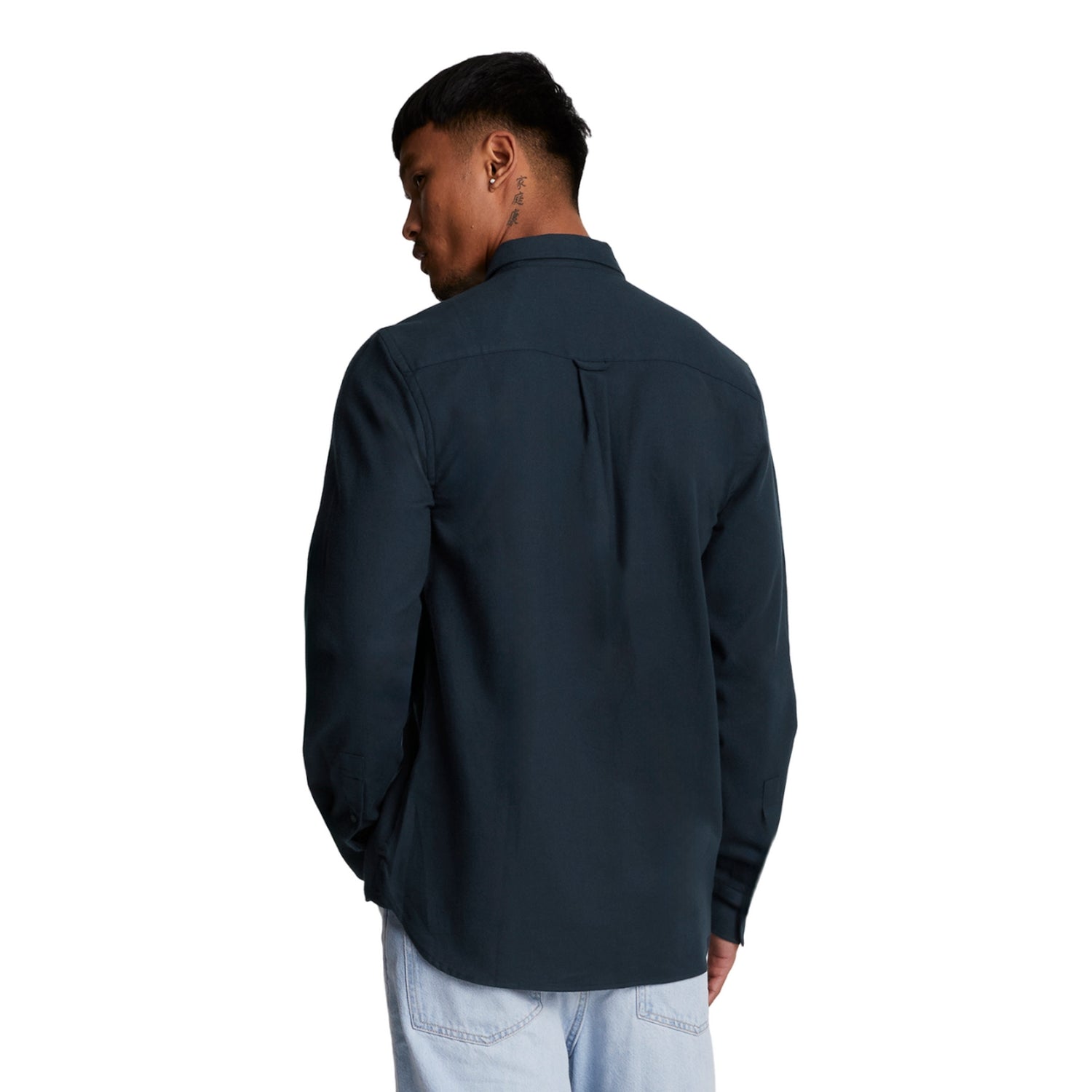 Dark Navy - Back - Lyle & Scott Mens Plain Flannel Shirt