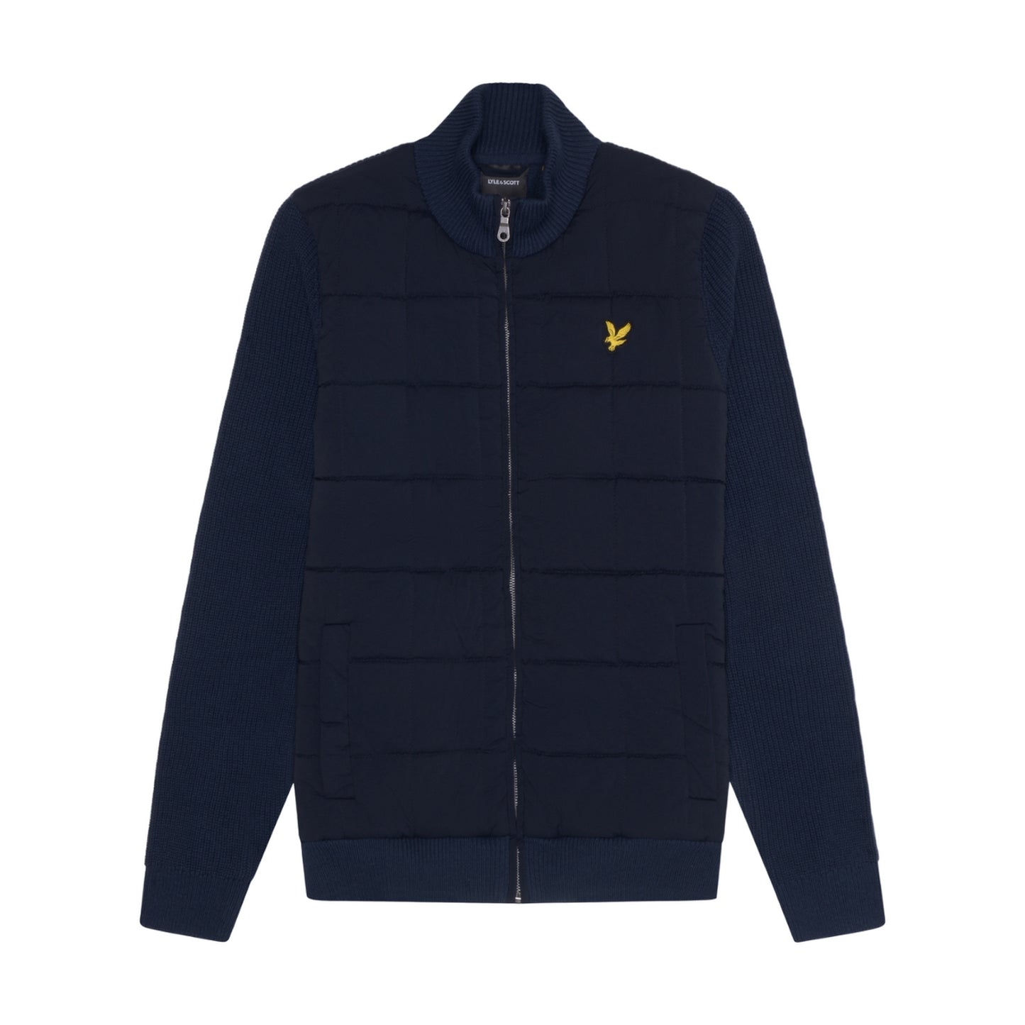Muddy Navy - Front - Lyle & Scott Mens Hybrid Textured Full Zip Cardigan
