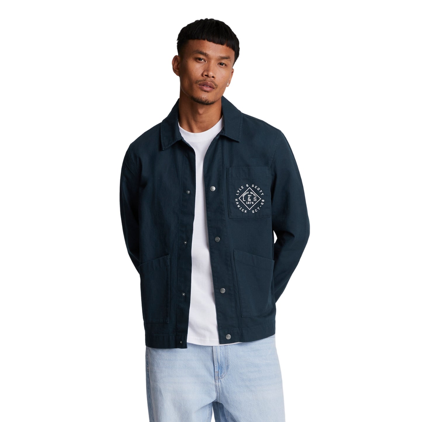 Dark Navy - Back - Lyle & Scott Mens Stamped Work Jacket
