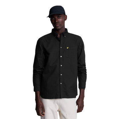 Jet Black - Front - Lyle & Scott Mens Plain Oxford Shirt
