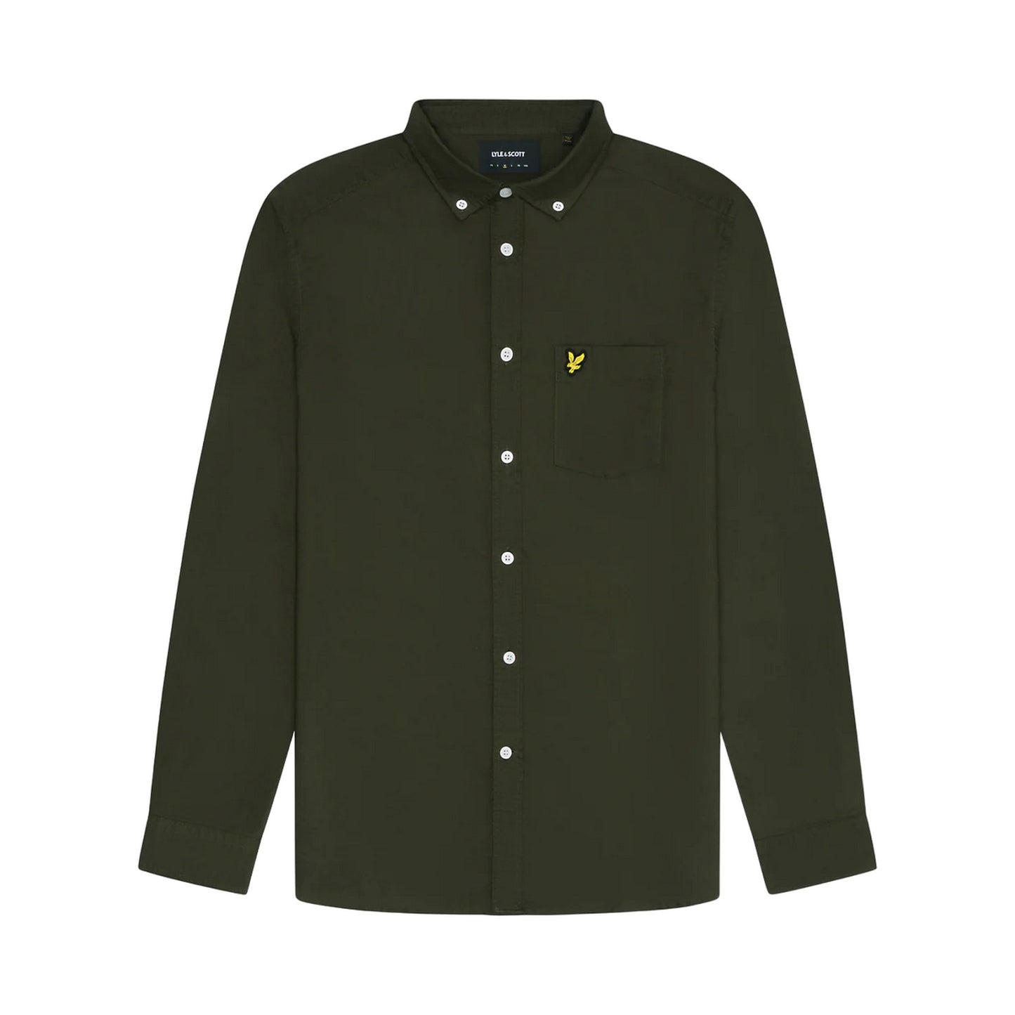 Olive - Front - Lyle & Scott Mens Plain Oxford Shirt