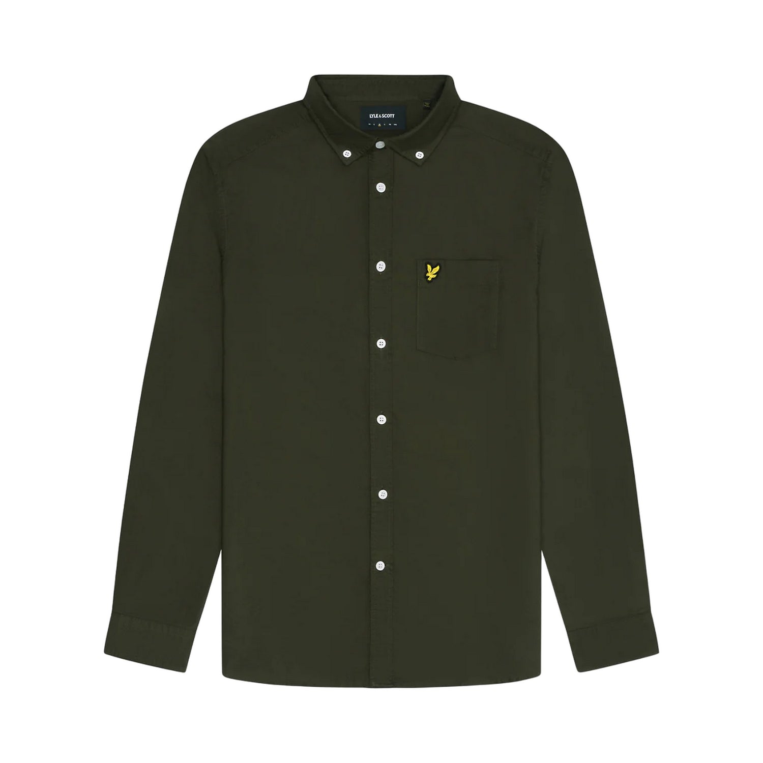 Olive - Front - Lyle & Scott Mens Plain Oxford Shirt