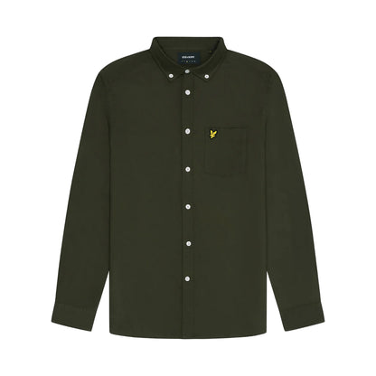 Olive - Front - Lyle & Scott Mens Plain Oxford Shirt