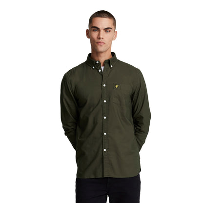 Olive - Back - Lyle & Scott Mens Plain Oxford Shirt
