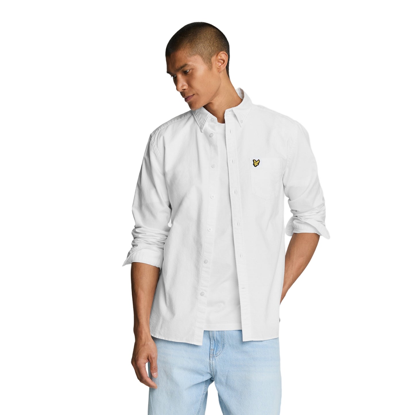 White - Front - Lyle & Scott Mens Plain Oxford Shirt