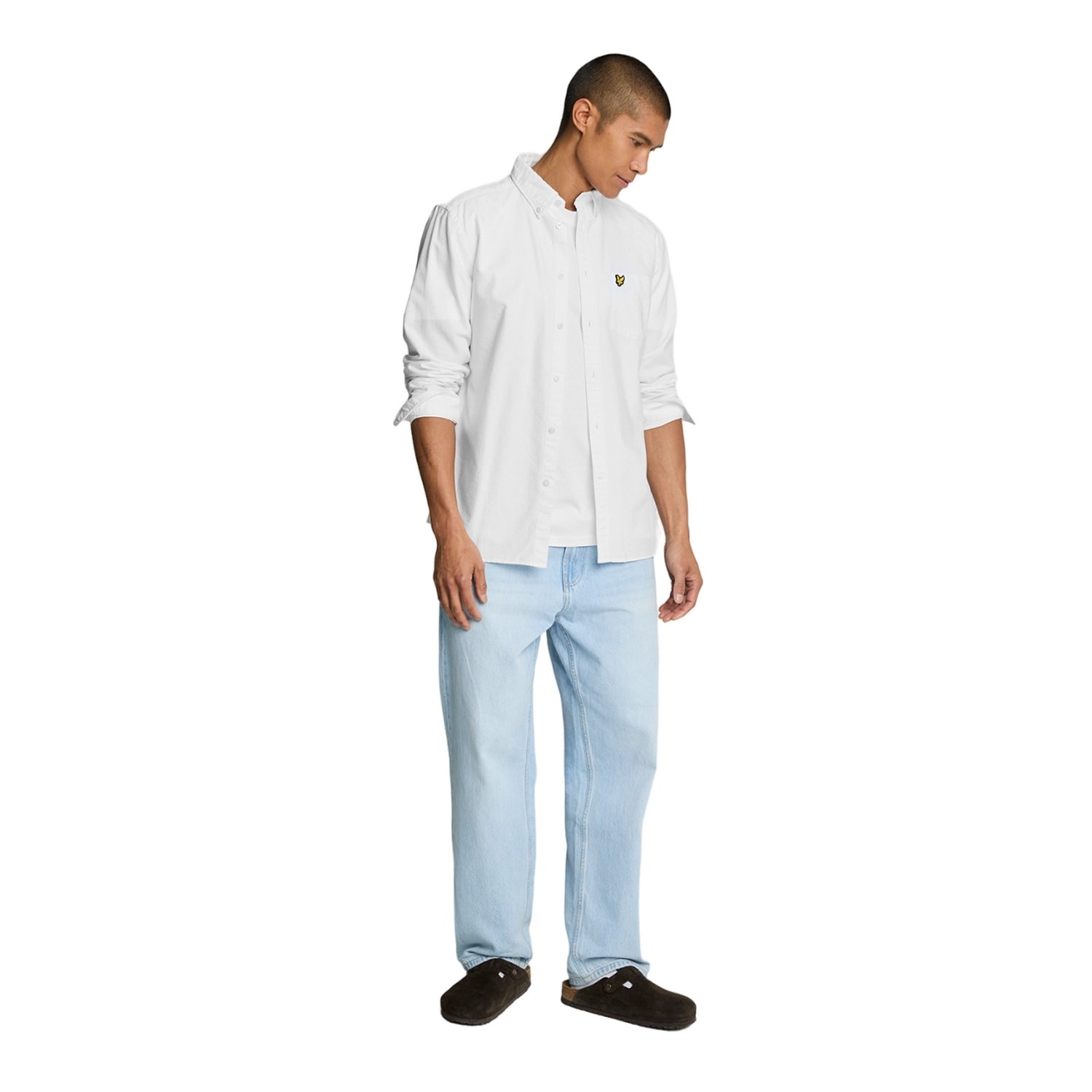 White - Side - Lyle & Scott Mens Plain Oxford Shirt