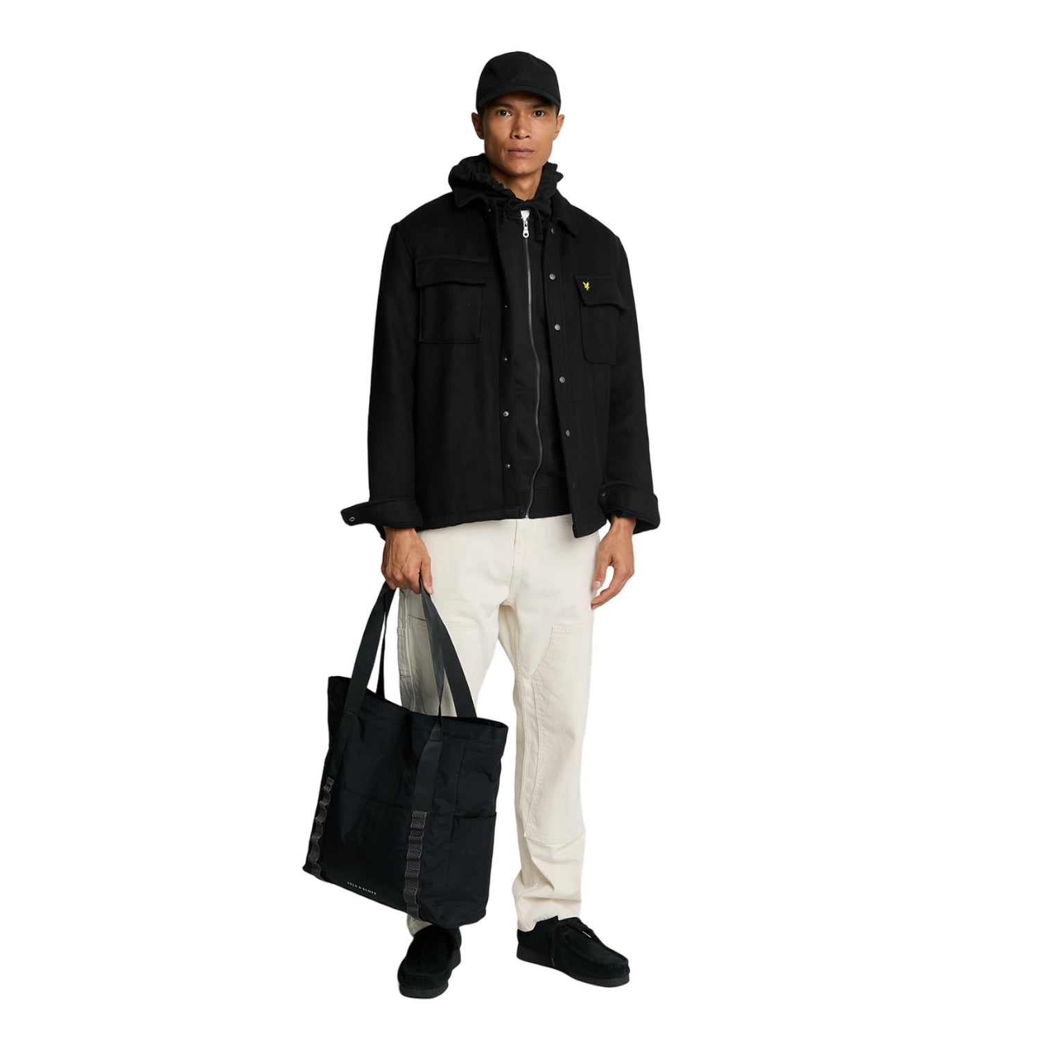 Jet Black - Side - Lyle & Scott Mens Brushed Overshirt