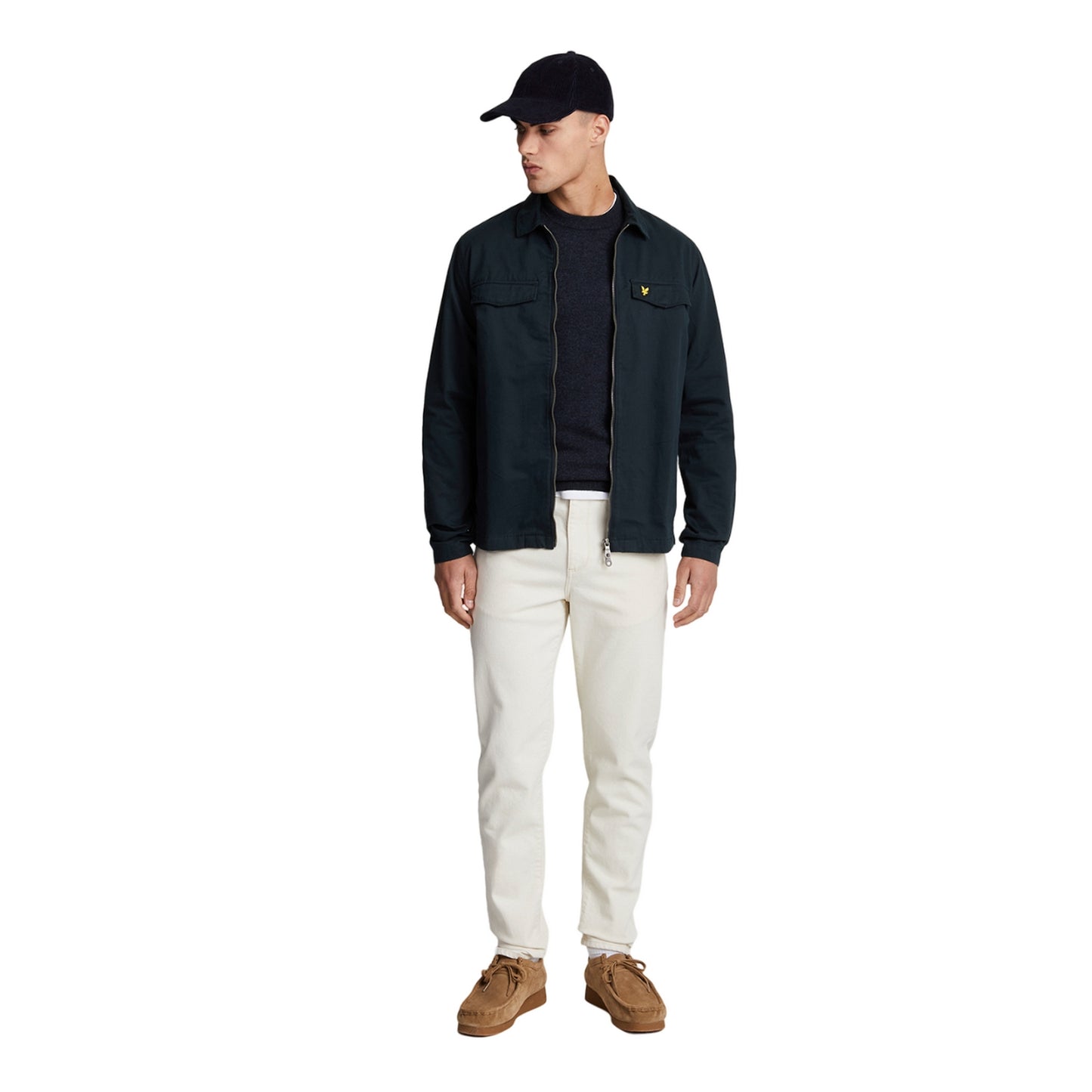 Dark Navy - Side - Lyle & Scott Mens Cotton Overshirt