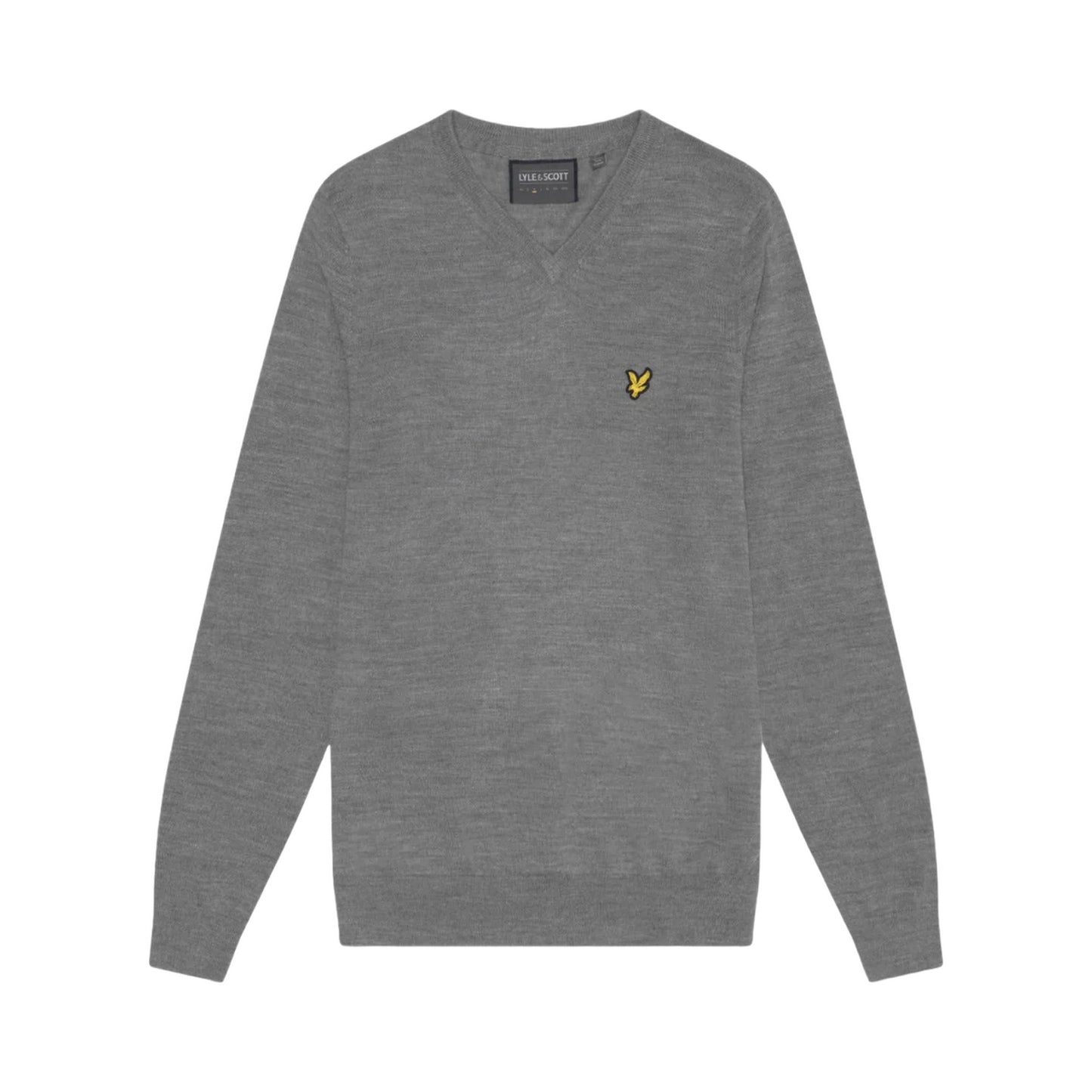 Mid Grey Marl - Front - Lyle & Scott Mens V Neck Golf Jumper