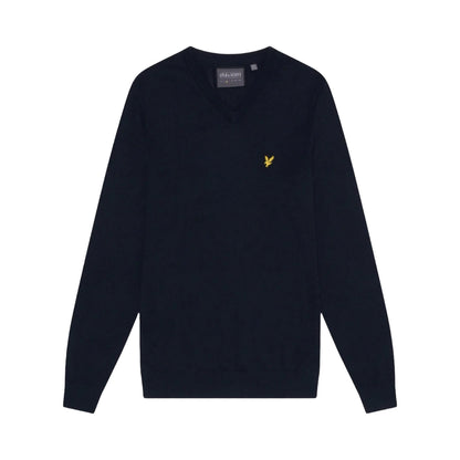 Dark Navy - Front - Lyle & Scott Mens V Neck Golf Jumper