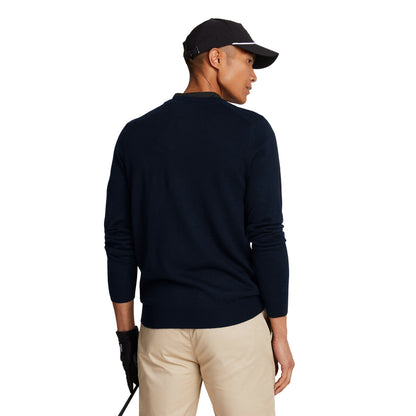 Dark Navy - Side - Lyle & Scott Mens V Neck Golf Jumper