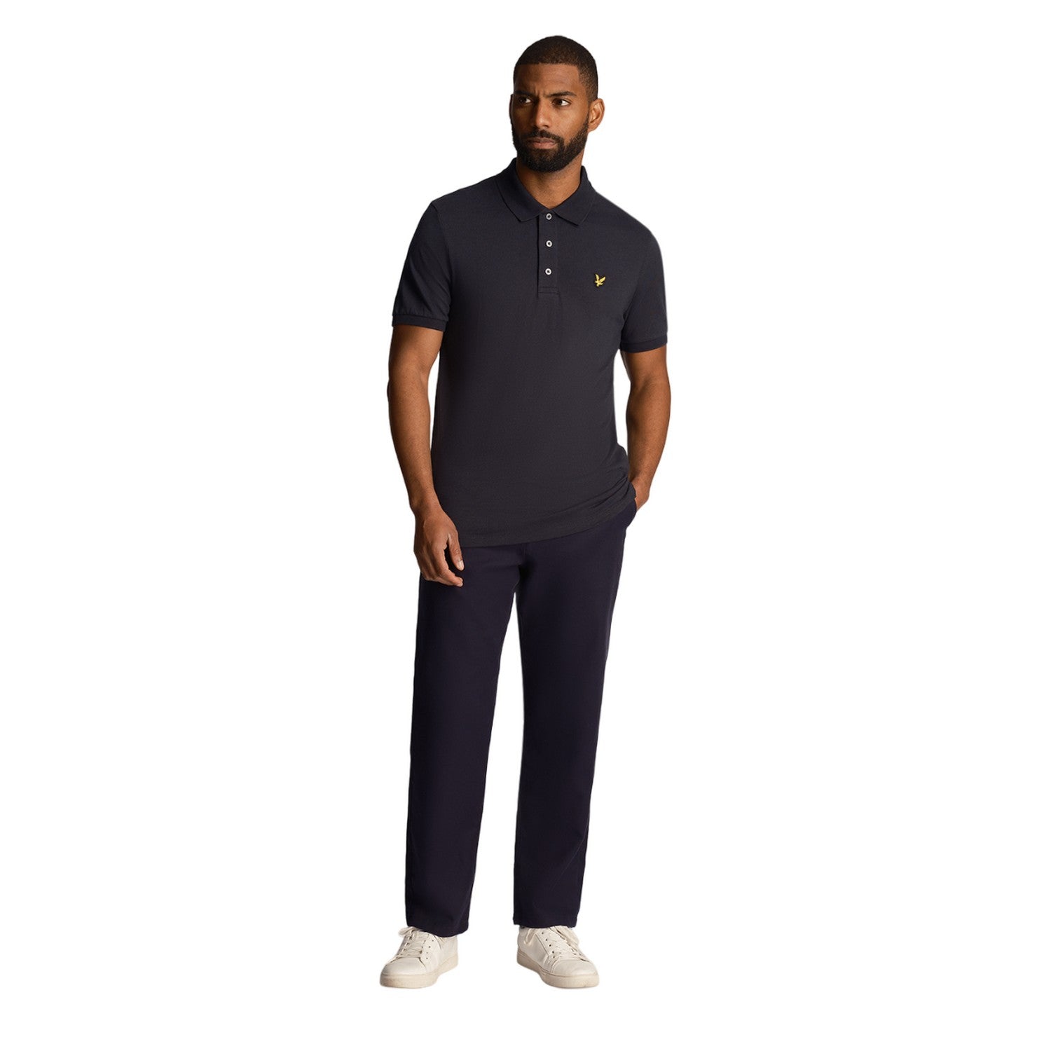 Dark Navy - Side - Lyle & Scott Mens Slub Polo Shirt