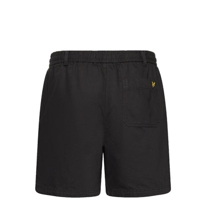 Jet Black - Back - Lyle & Scott Mens Cotton Linen Shorts