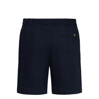 Dark Navy - Back - Lyle & Scott Mens Cotton Linen Shorts