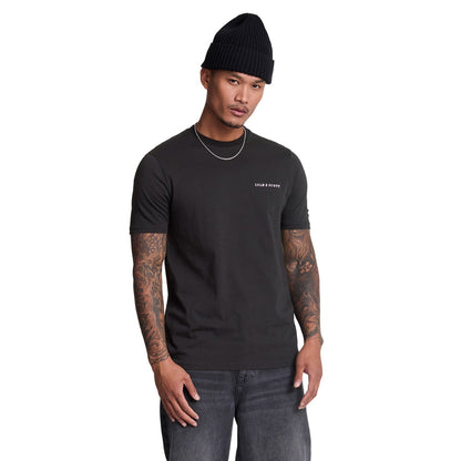 Jet Black-White - Front - Lyle & Scott Mens Embroidered T-Shirt