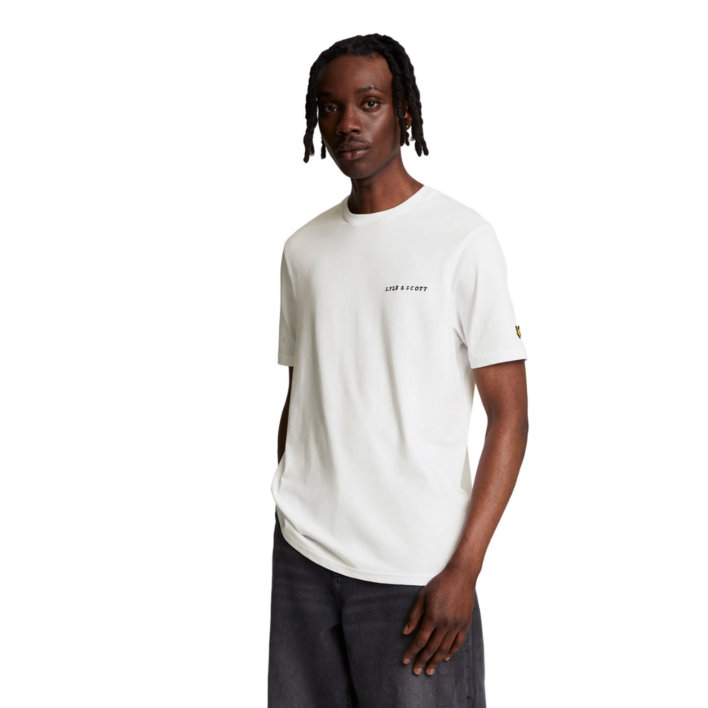 White-Jet Black - Front - Lyle & Scott Mens Embroidered T-Shirt