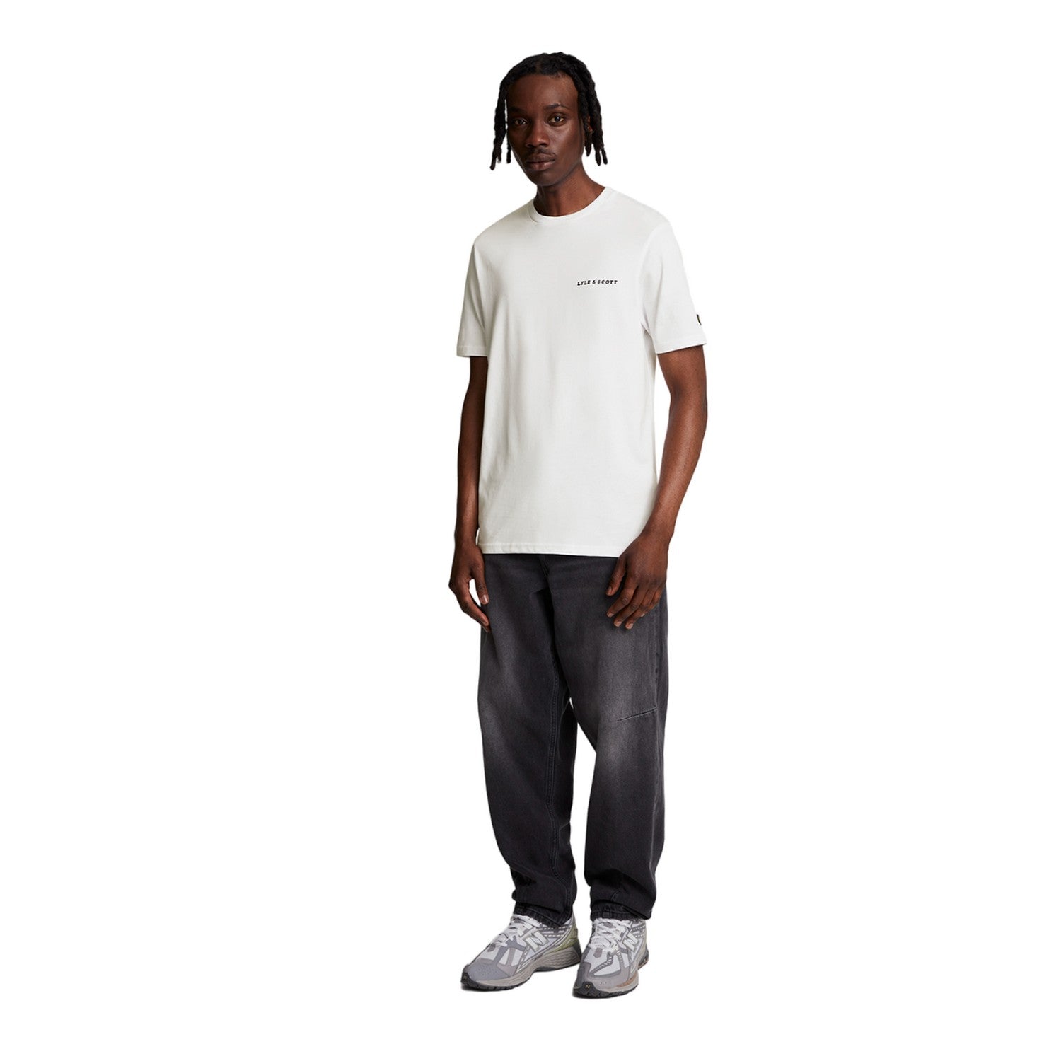 White-Jet Black - Side - Lyle & Scott Mens Embroidered T-Shirt