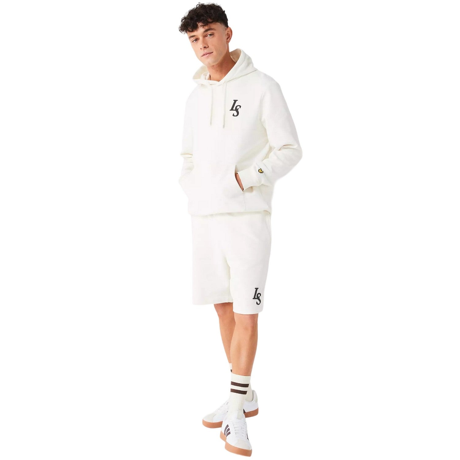 Chalk - Side - Lyle & Scott Mens Club Emblem Sweat Shorts