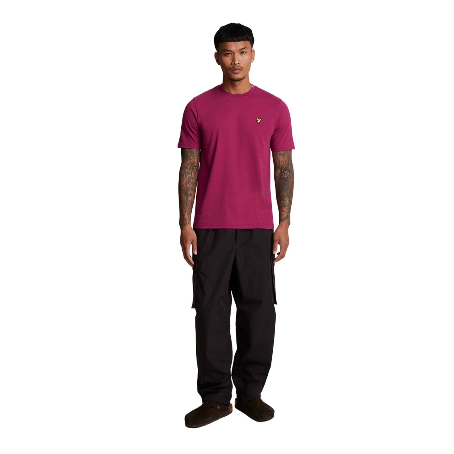 Rich Burgundy - Side - Lyle & Scott Mens Plain T-Shirt