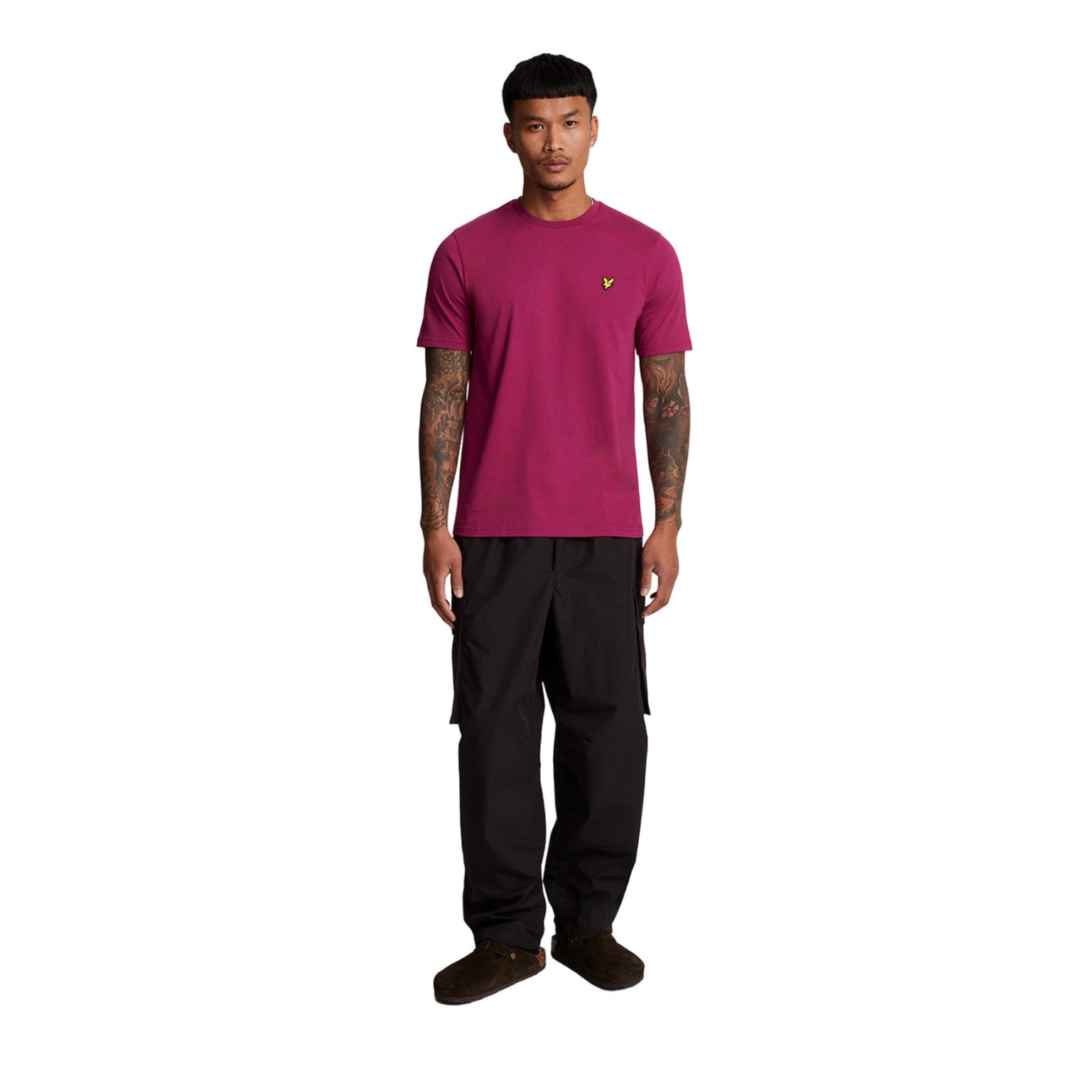 Rich Burgundy - Side - Lyle & Scott Mens Plain T-Shirt