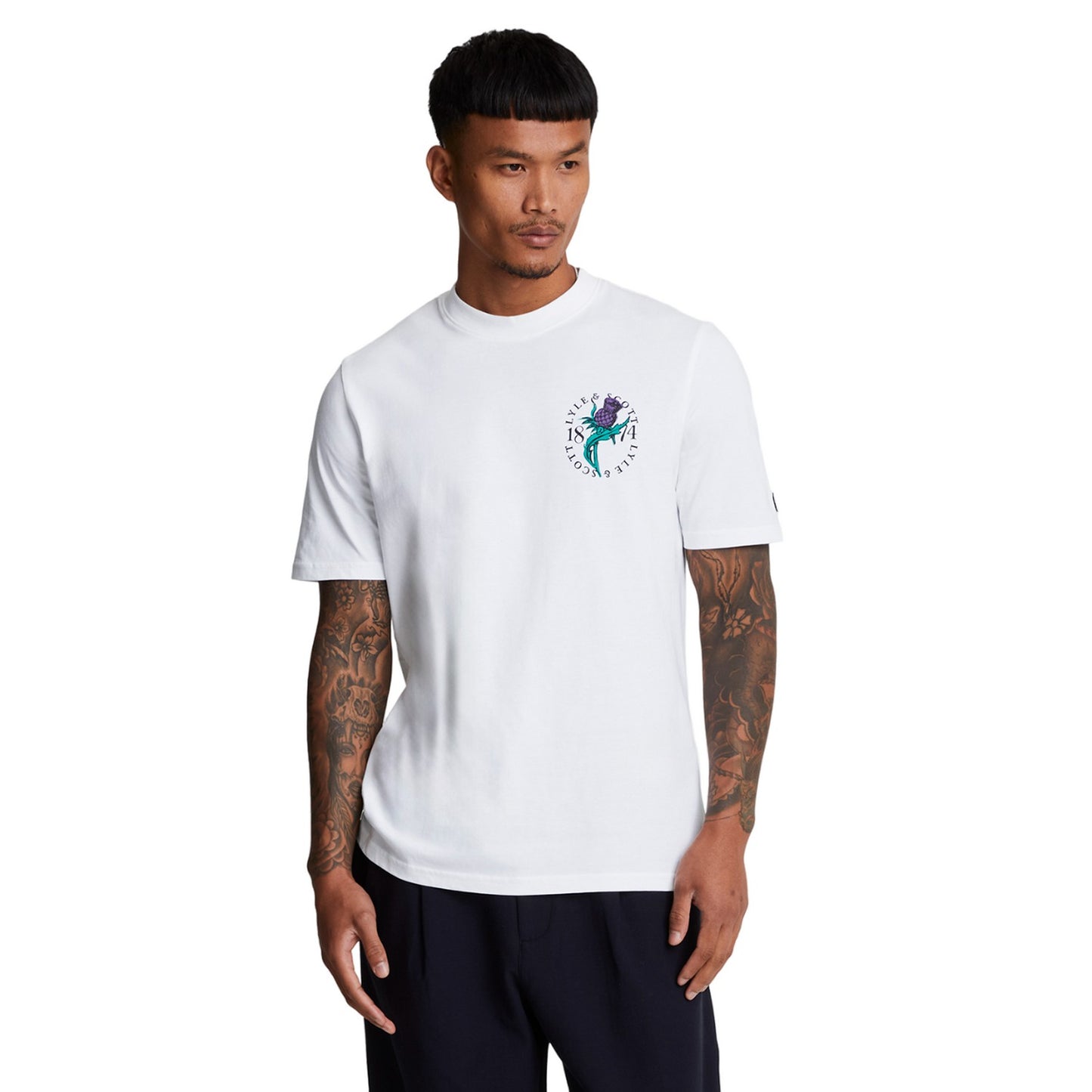 White - Front - Lyle & Scott Mens Thistle T-Shirt