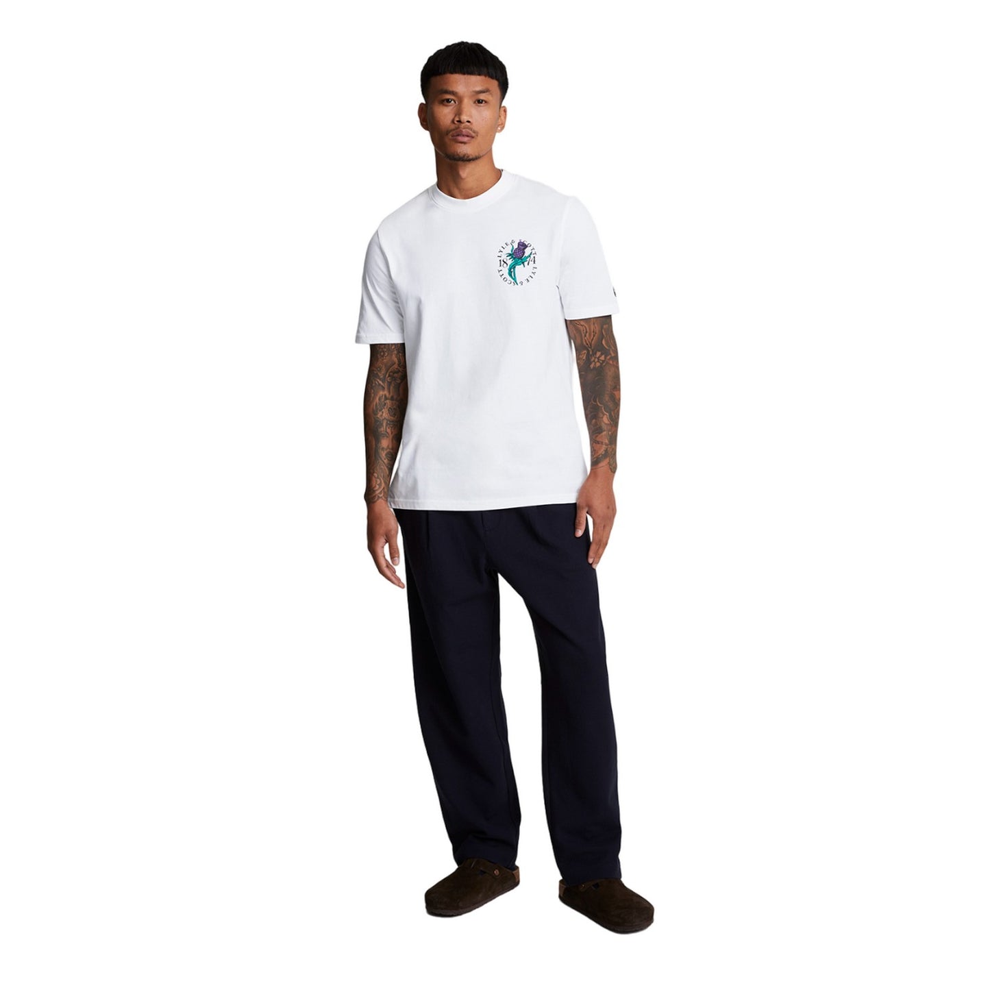 White - Side - Lyle & Scott Mens Thistle T-Shirt