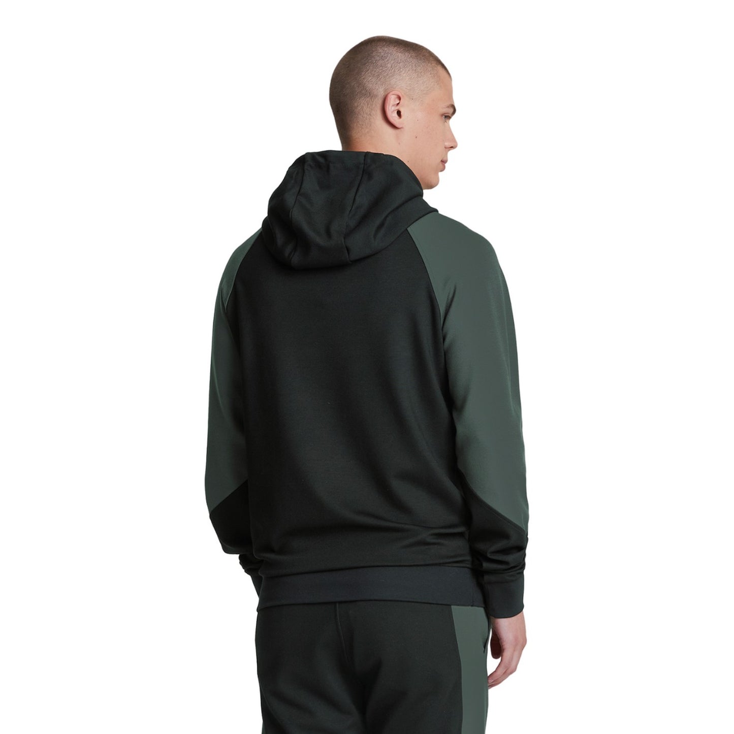 Jet Black-Graphite - Back - Lyle & Scott Mens Colour Block Hoodie