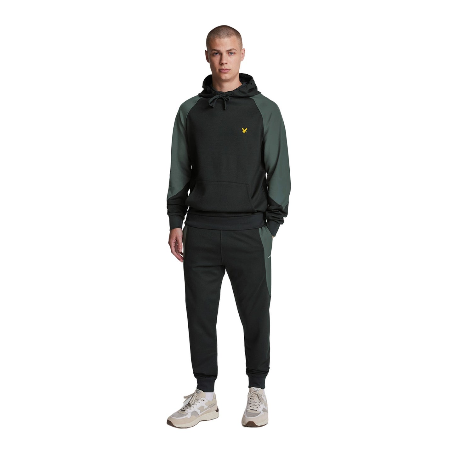 Jet Black-Graphite - Side - Lyle & Scott Mens Colour Block Hoodie