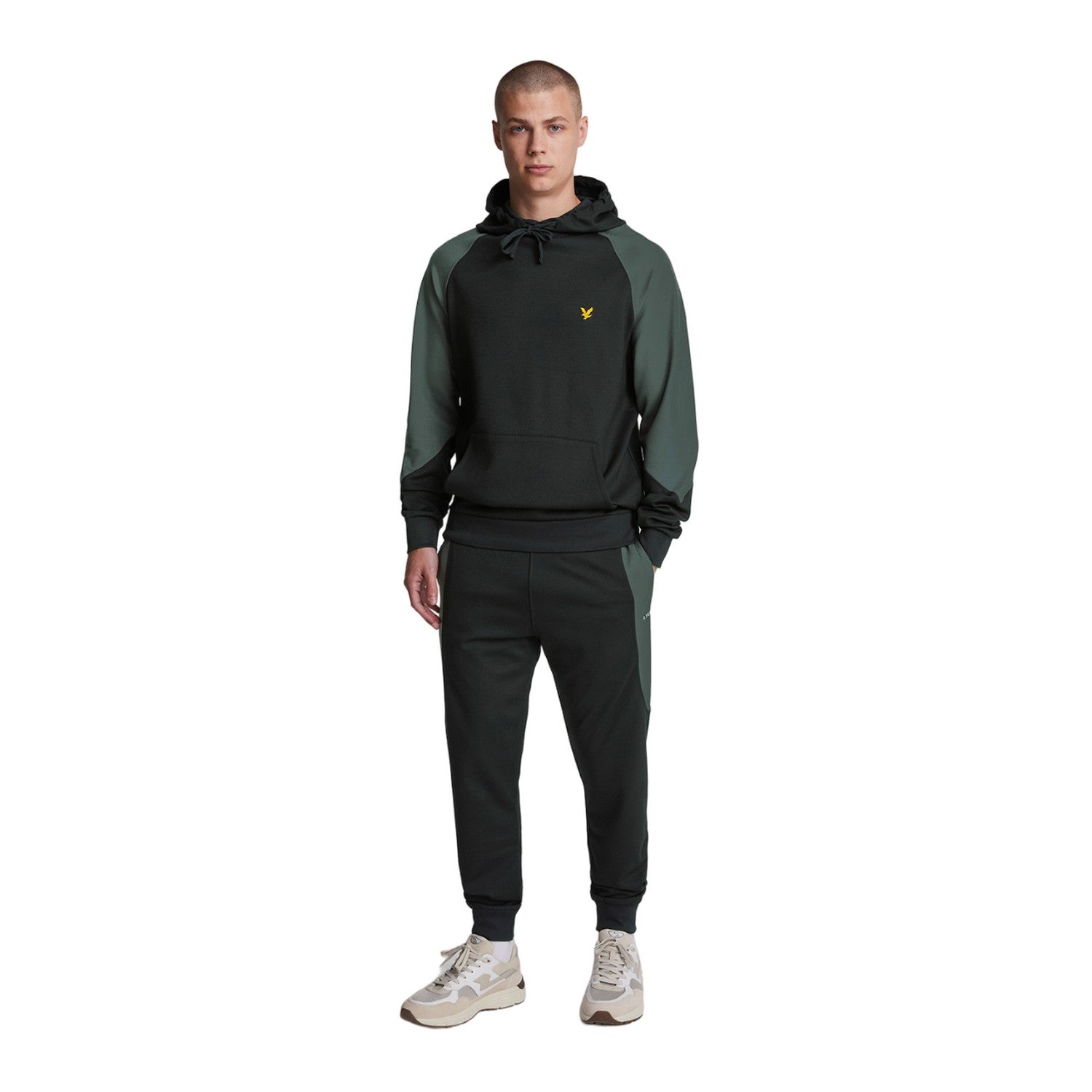 Jet Black-Graphite - Side - Lyle & Scott Mens Colour Block Hoodie