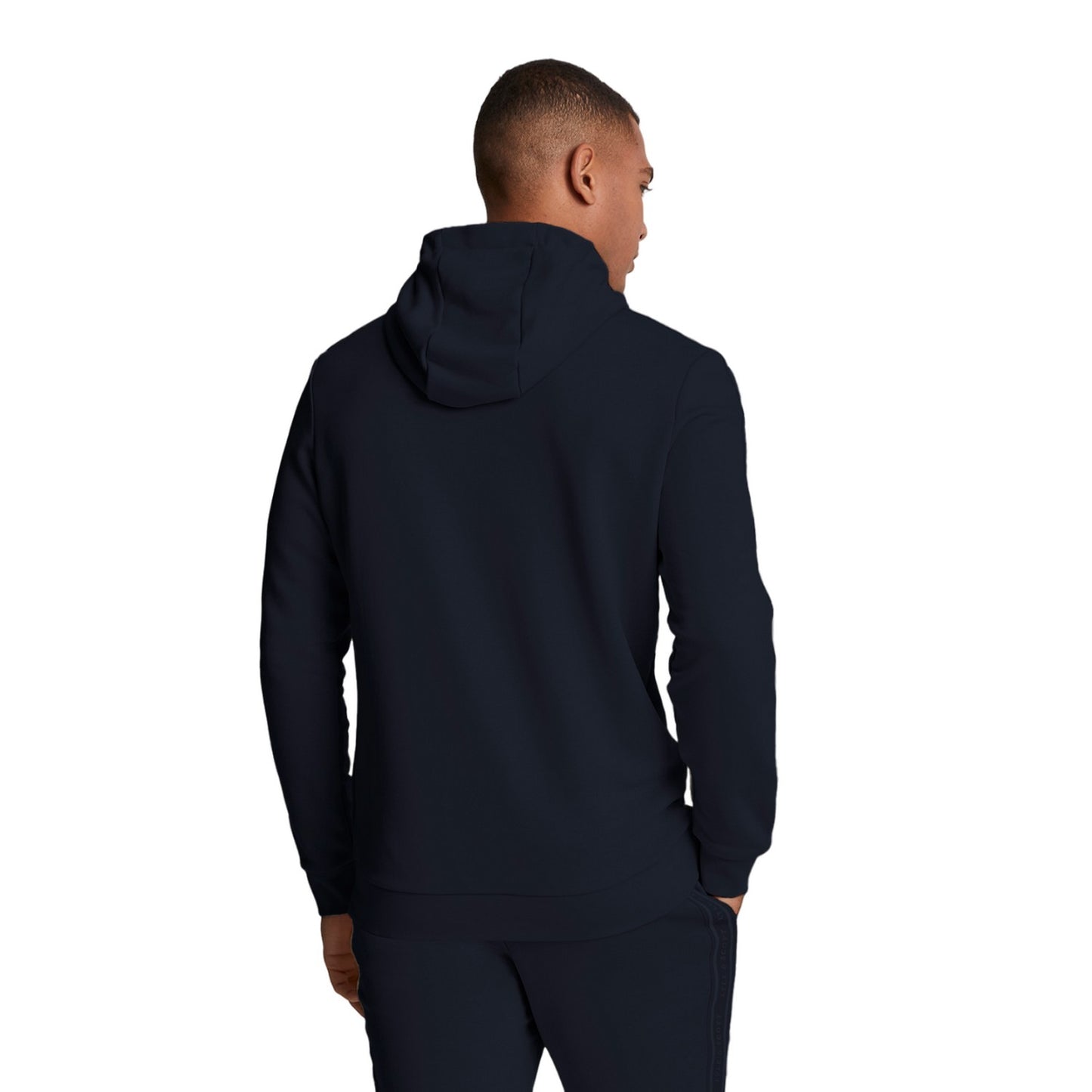 Dark Navy - Back - Lyle & Scott Mens Tape Hoodie
