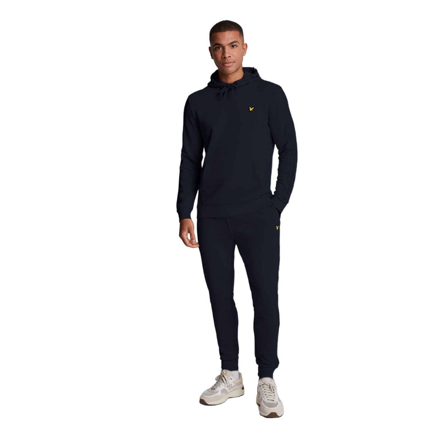 Dark Navy - Side - Lyle & Scott Mens Tape Hoodie
