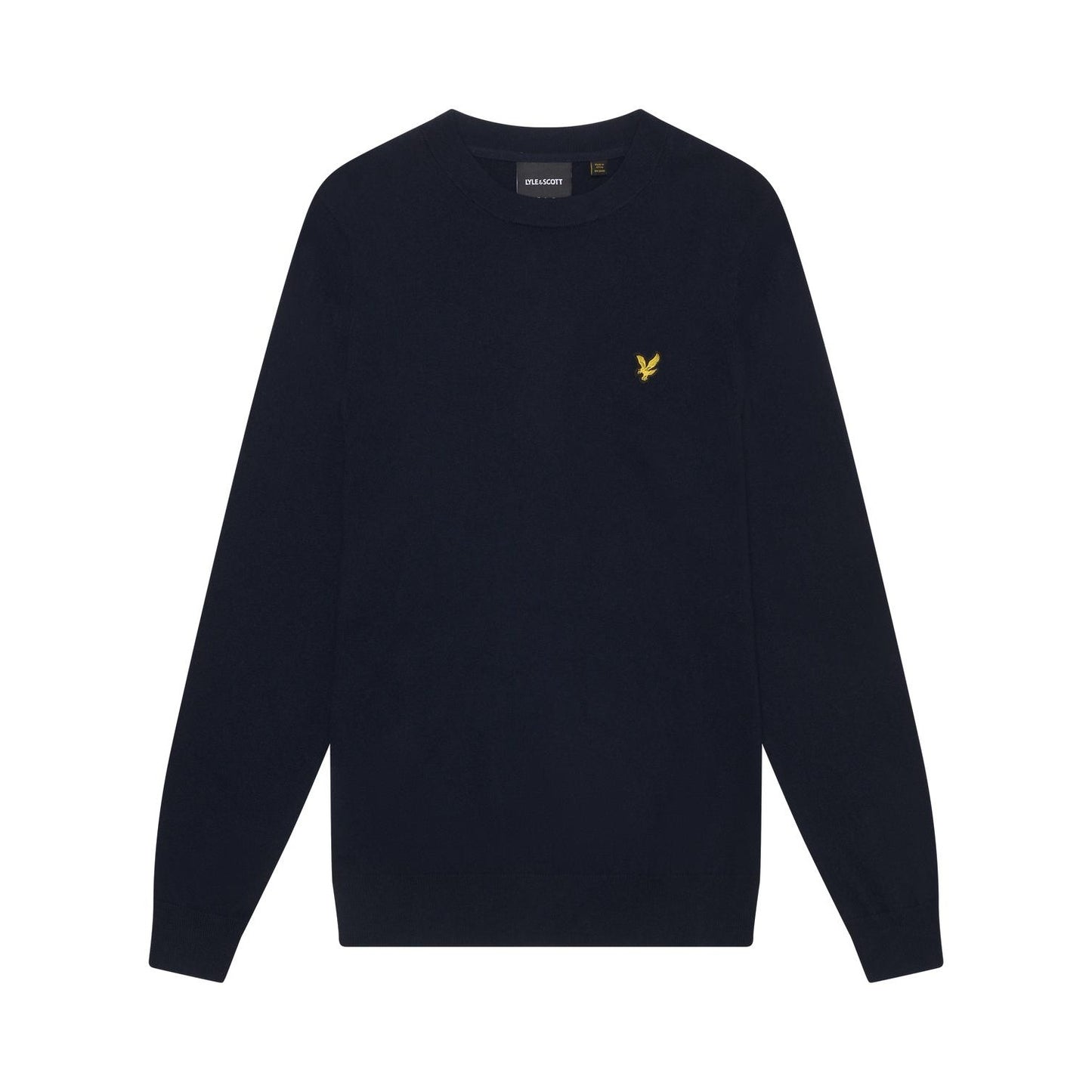 Dark Navy - Front - Lyle & Scott Mens Cotton Merino Crew Neck Jumper