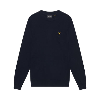 Dark Navy - Front - Lyle & Scott Mens Cotton Merino Crew Neck Jumper