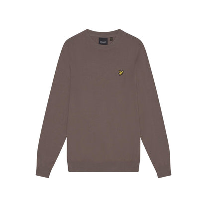 Heritage Taupe - Front - Lyle & Scott Mens Cotton Merino Crew Neck Jumper