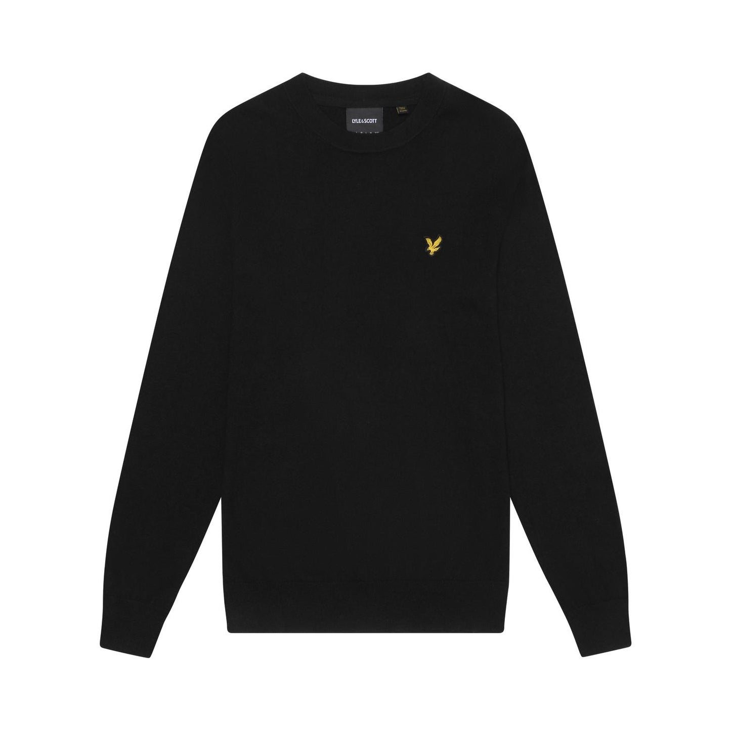 Jet Black - Front - Lyle & Scott Mens Cotton Merino Crew Neck Jumper