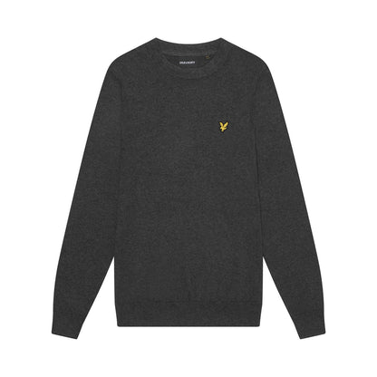 Charcoal Marl - Front - Lyle & Scott Mens Cotton Merino Crew Neck Jumper