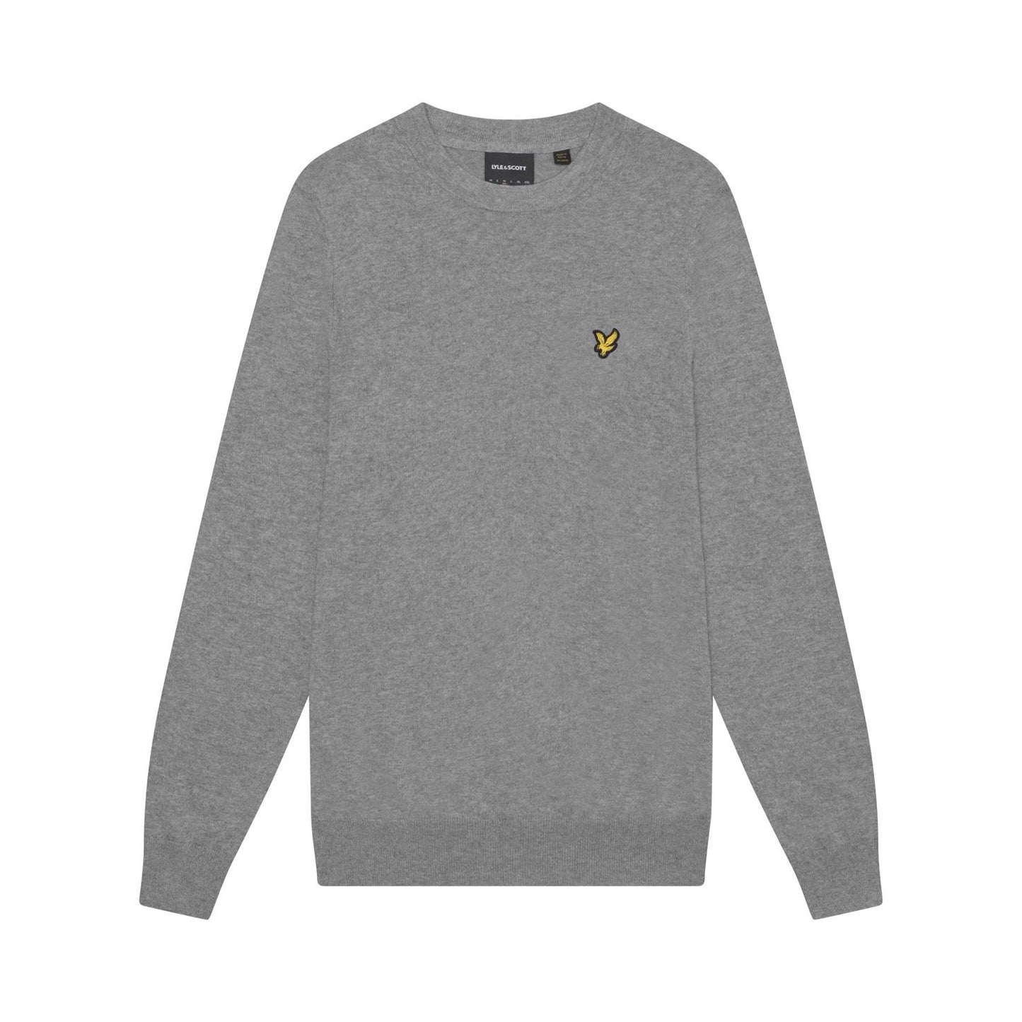 Mid Grey Marl - Front - Lyle & Scott Mens Cotton Merino Crew Neck Jumper