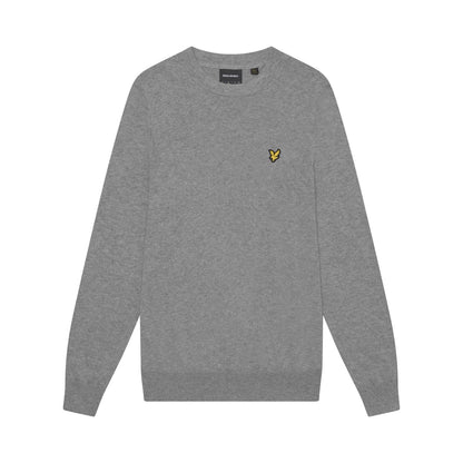 Mid Grey Marl - Front - Lyle & Scott Mens Cotton Merino Crew Neck Jumper