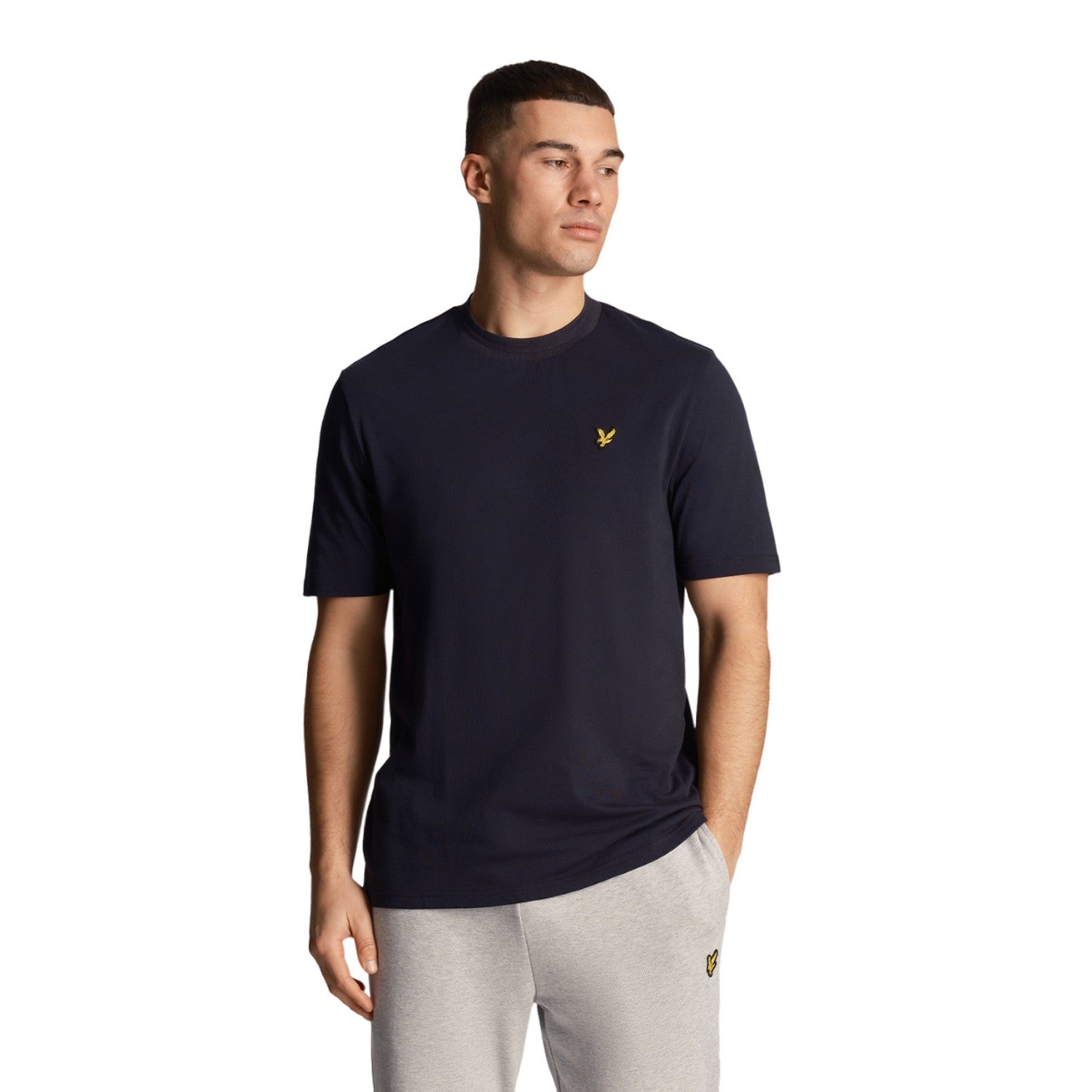 Dark Navy - Side - Lyle & Scott Mens Rally Tipped T-Shirt