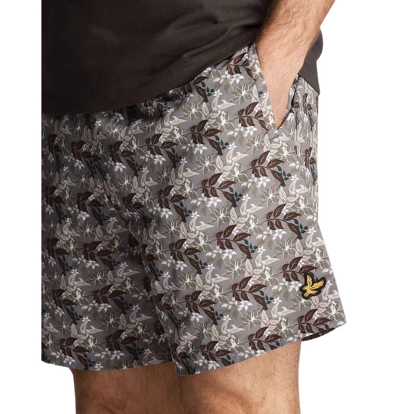 Gun Metal - Side - Lyle & Scott Mens Resort Floral Swim Shorts