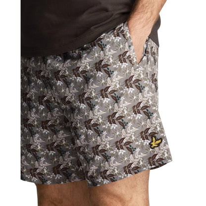 Gun Metal - Side - Lyle & Scott Mens Resort Floral Swim Shorts