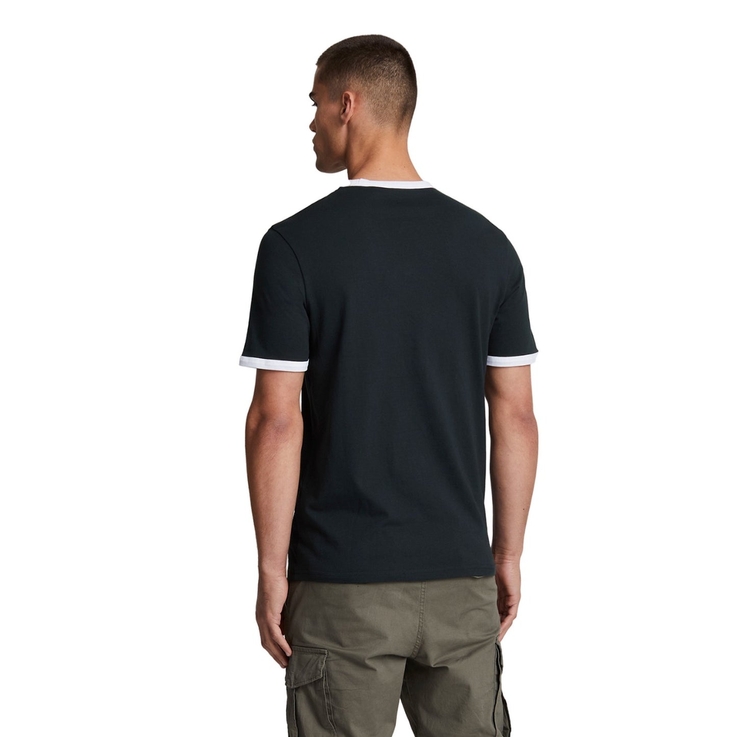 Dark Navy-White - Back - Lyle & Scott Mens Ringer T-Shirt