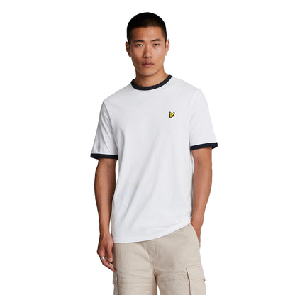 White-Dark Navy - Front - Lyle & Scott Mens Ringer T-Shirt