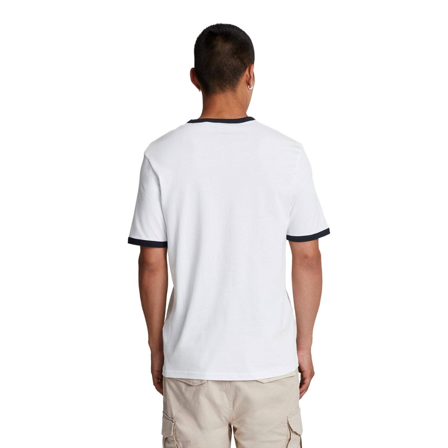 White-Dark Navy - Back - Lyle & Scott Mens Ringer T-Shirt