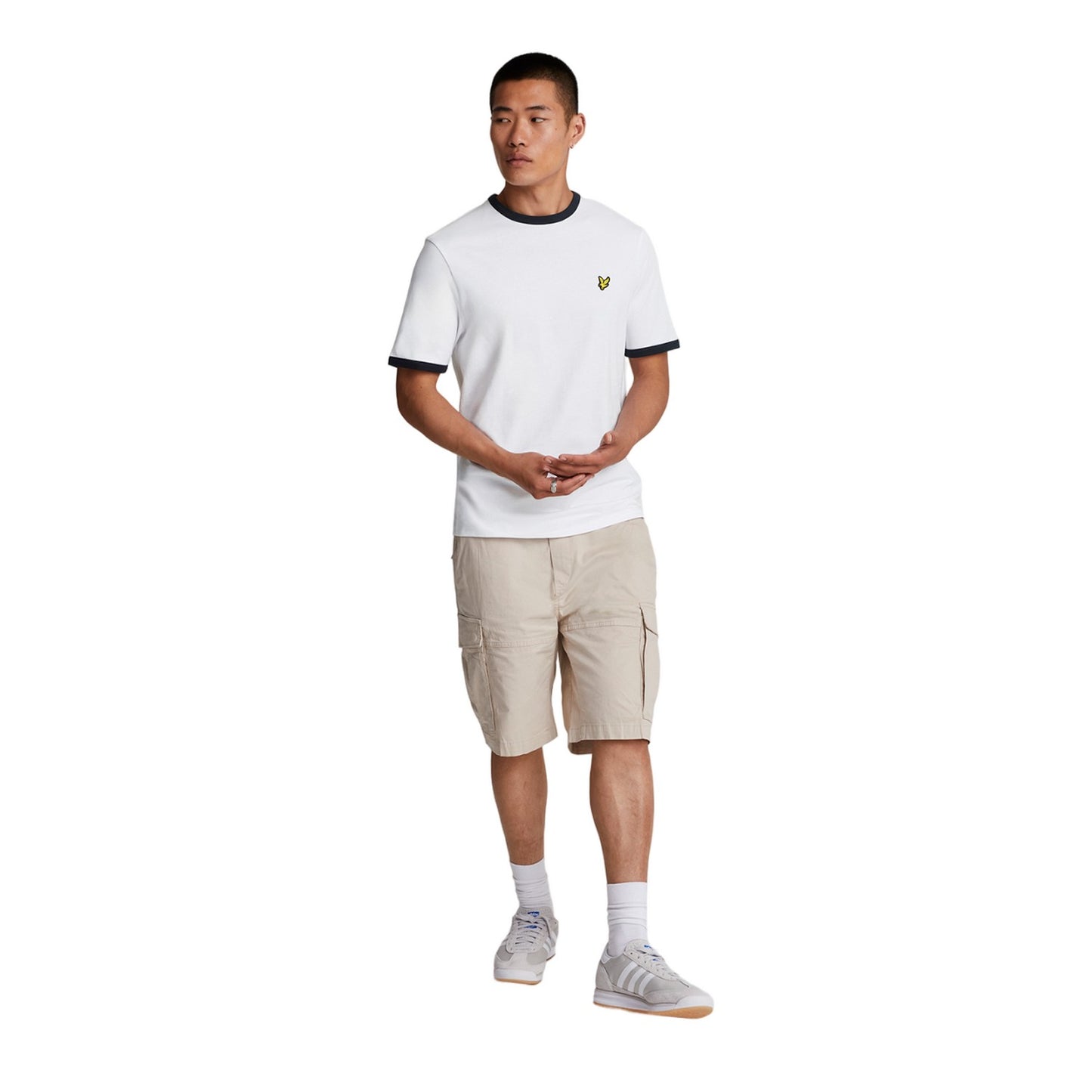 White-Dark Navy - Side - Lyle & Scott Mens Ringer T-Shirt